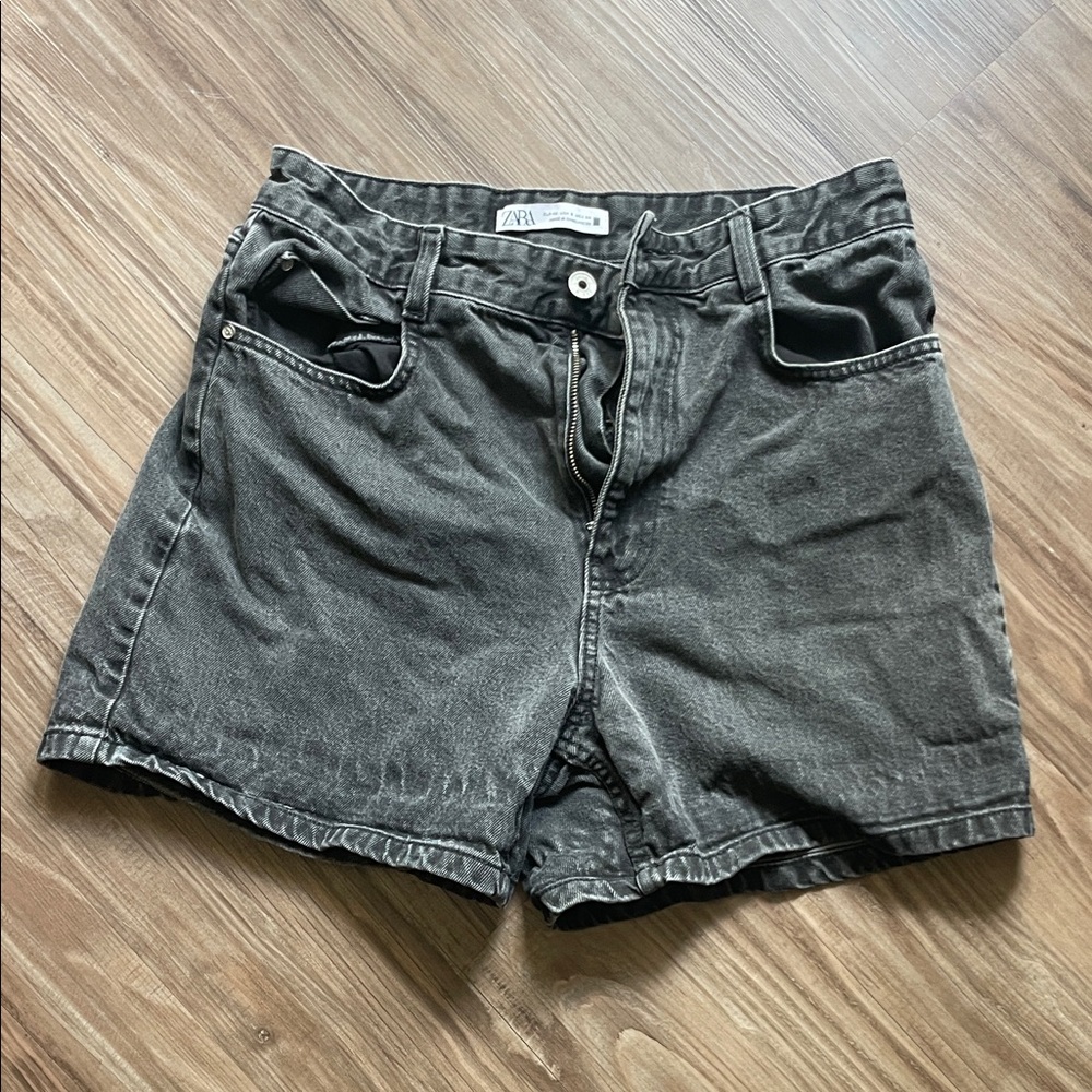 Zara Charcoal Denim Shorts